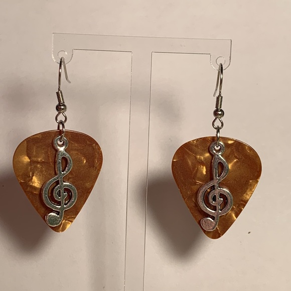 Jewelry - Guitar Pick Custom Earrings with Music Charm